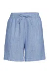 Lands' End Women's Linen High Rise Pull On 7" Shorts In Blue