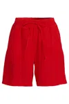 Lands' End Women's Linen High Rise Pull On 7" Shorts In Red