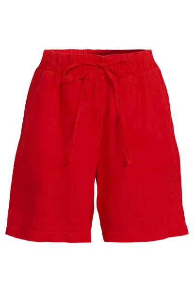 Lands' End Women's Linen High Rise Pull On 7" Shorts In Red