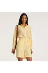 Lands' End Women's Linen High Rise Pull On 7" Shorts In Yellow