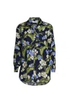 Lands' End Linen Oversized Button Front Shirt In Multi