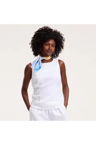 Lands' End Women's Linen Sleeveless Peplum Top In White
