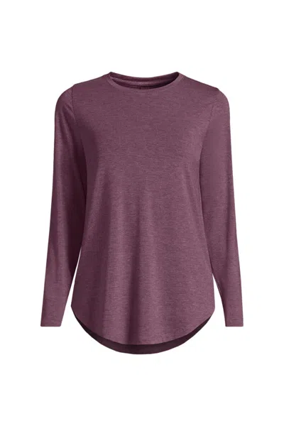 Lands' End Women's Long Sleeve Cooling Performance Tunic Tee In Burgundy