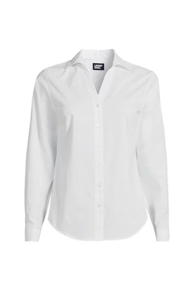 Lands' End Women's Long Sleeve Coolmax Vneck Shirt In White