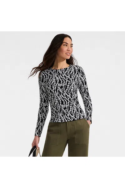 Lands' End Women's Long Sleeve Crewneck Garden Tee - Sunshade Upf 50 Quick Dry In Multi