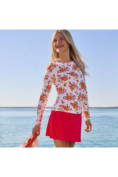 Lands' End Women's Long Sleeve Crewneck Garden Tee - Sunshade Upf 50 Quick Dry In Multi