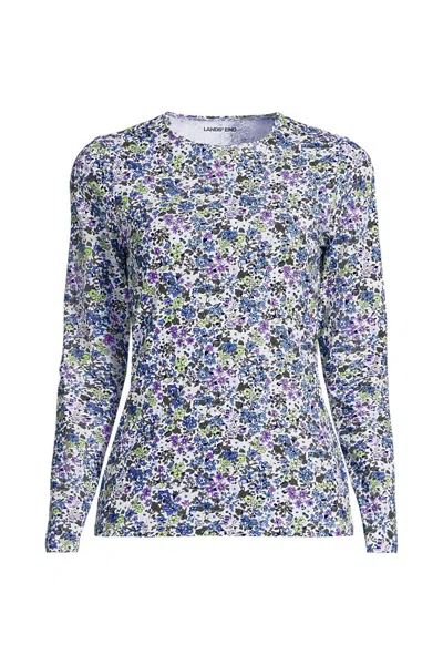 Lands' End Women's Long Sleeve Crewneck Garden Tee - Sunshade Upf 50 Quick Dry In Multi