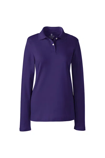 Lands' End Women's Long Sleeve Feminine Fit Interlock Polo Shirt In Purple