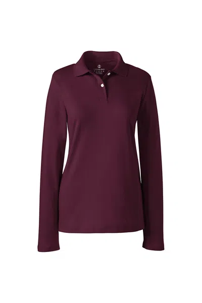 Lands' End Women's Long Sleeve Feminine Fit Interlock Polo Shirt In Red