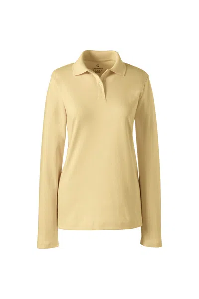 Lands' End Women's Long Sleeve Feminine Fit Interlock Polo Shirt In Yellow