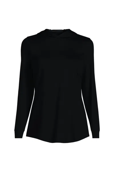 Lands' End Women's Long Sleeve Hooded Garden Tee - Sunshade Upf 50 Quick Dry In Black
