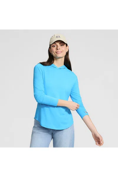 Lands' End Women's Long Sleeve Hooded Garden Tee - Sunshade Upf 50 Quick Dry In Blue