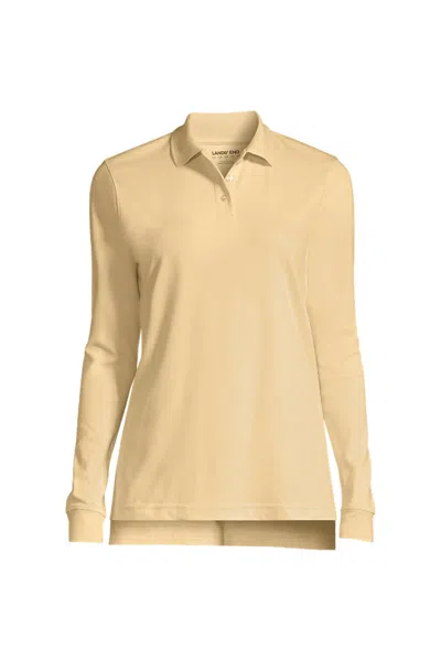 Lands' End Women's Long Sleeve Interlock Polo Shirt In Yellow