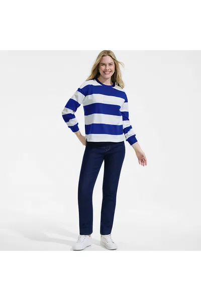 Lands' End Women's Long Sleeve Mariner Jersey T-shirt In Blue
