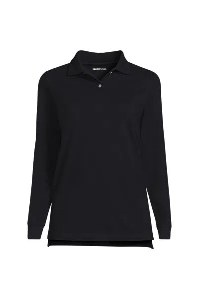 Lands' End Women's Long Sleeve Mesh Polo Shirt In Black