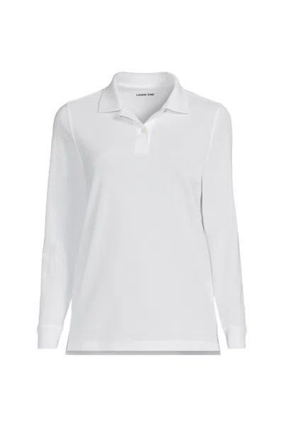 Lands' End Women's Long Sleeve Mesh Polo Shirt In White