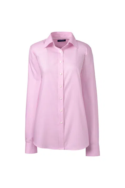 Lands' End Women's Long Sleeve No Iron Pinpoint Shirt In Pink