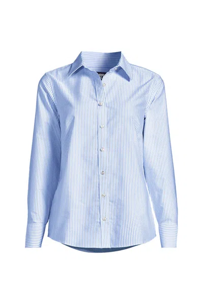 Lands' End Women's Long Sleeve Oxford Shirt In Blue