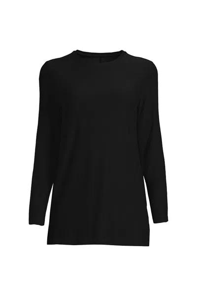 Lands' End Women's Long Sleeve Performance Crew Neck Tunic In Black