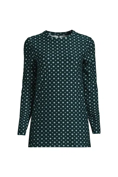 Lands' End Women's Long Sleeve Performance Crew Neck Tunic In Blue
