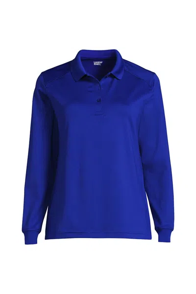 Lands' End Women's Long Sleeve Rapid Dry Polo Shirt In Blue