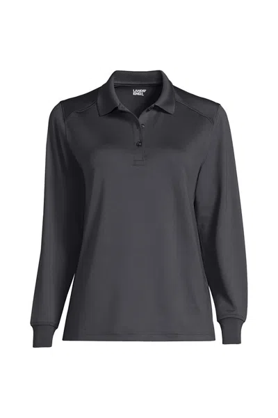 Lands' End Women's Long Sleeve Rapid Dry Polo Shirt In Gray