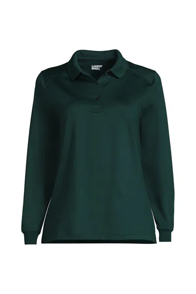 Lands' End Women's Long Sleeve Rapid Dry Polo Shirt In Green