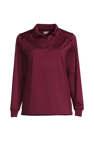 Lands' End Women's Long Sleeve Rapid Dry Polo Shirt In Red