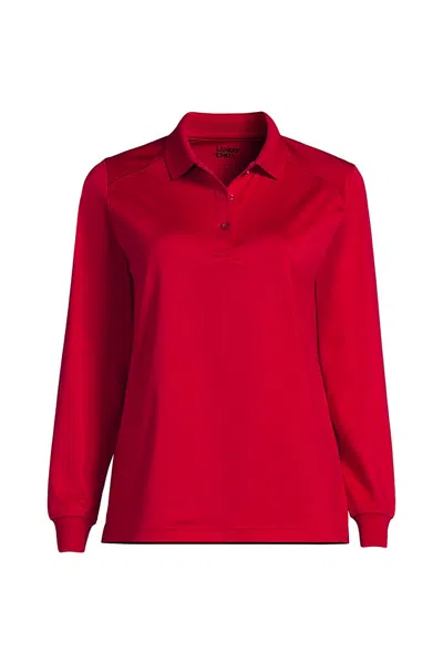 Lands' End Women's Long Sleeve Rapid Dry Polo Shirt In Red
