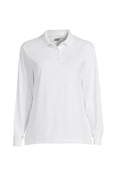 Lands' End Women's Long Sleeve Rapid Dry Polo Shirt In White