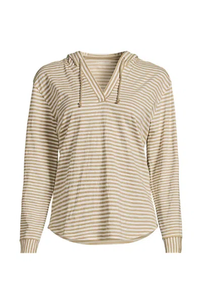 Lands' End Women's Long Sleeve Slub Hooded Popover In Neutral