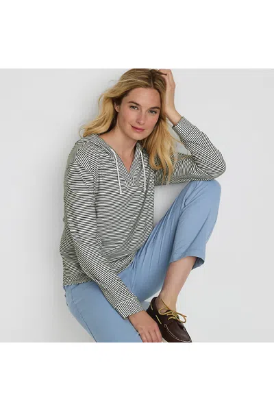 Lands' End Women's Long Sleeve Slub Hooded Popover In Gray