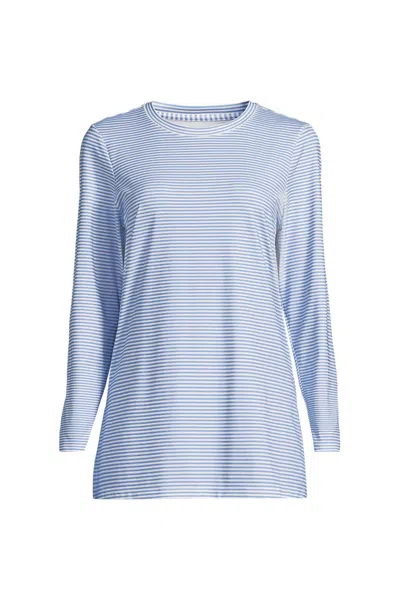 Lands' End Women's Long Sleeve Split Hem Garden Tunic Tee - Sunshade Upf 50 Quick Dry In Blue