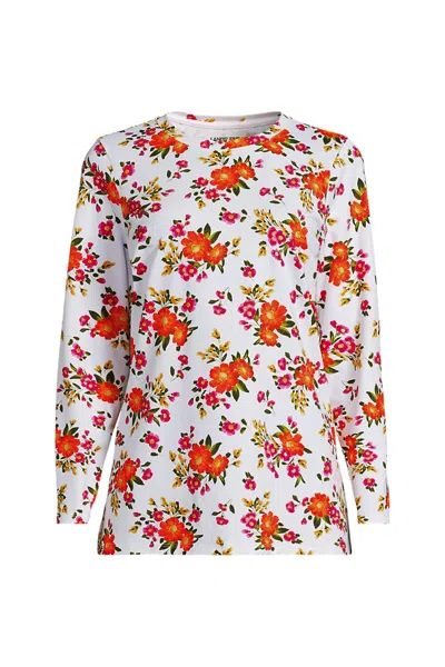 Lands' End Women's Long Sleeve Split Hem Garden Tunic Tee - Sunshade Upf 50 Quick Dry In Multi