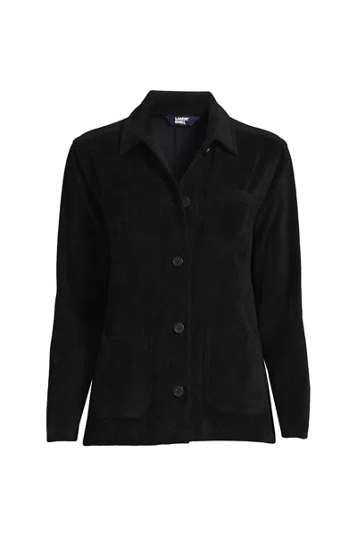 Lands' End Women's Long Sleeve Sport Cord Chore Jacket In Black