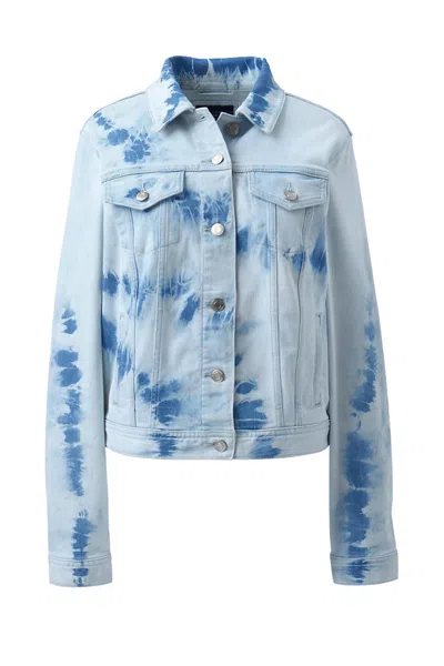 Lands' End Women's Long Sleeve Tie Dye Denim Jacket In Blue