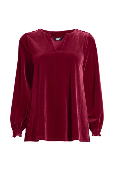 Lands' End Women's Long Sleeve Velvet Blouse In Red
