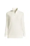 Lands' End Long Sleeve Waffle Quarter Zip Pullover In White