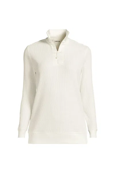 LANDS' END WOMEN'S LONG SLEEVE WAFFLE QUARTER ZIP PULLOVER
