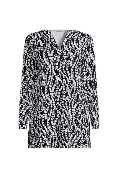 Lands' End Women's Long Sunshade Upf 50 Hooded Mini Swim Swim Cover-up Dress In Black