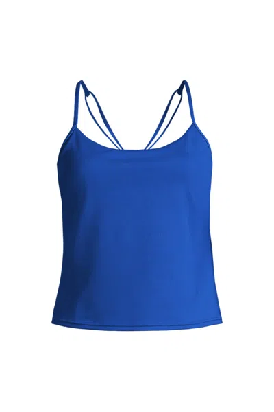 Lands' End Women's Long Torso Tugless Quickdry Adjustable Strappy Back Tankini Top In Multi