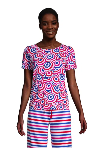 Lands' End Women's Lounge Short Sleeve Crewneck Pajama T-shirt In Pink