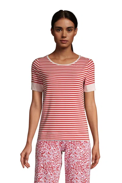 Lands' End Women's Lounge Short Sleeve Crewneck Pajama T-shirt In Pink