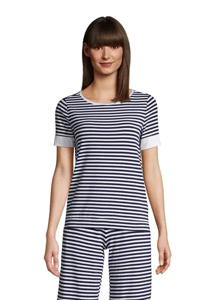 Lands' End Women's Lounge Short Sleeve Crewneck Pajama T-shirt In Gray