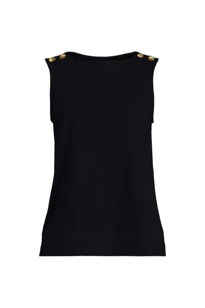 Lands' End Women's Mariner Button Shoulder Tank In Black