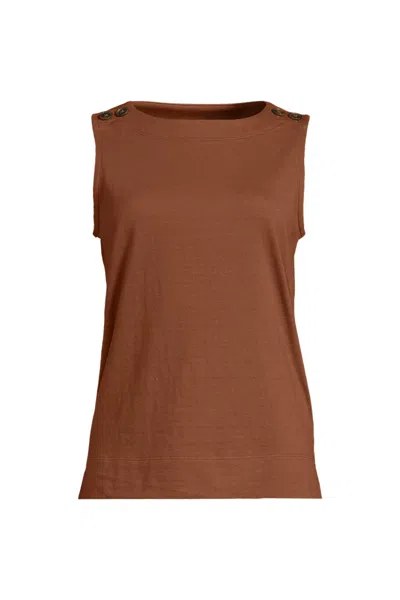 Lands' End Women's Mariner Button Shoulder Tank In Orange