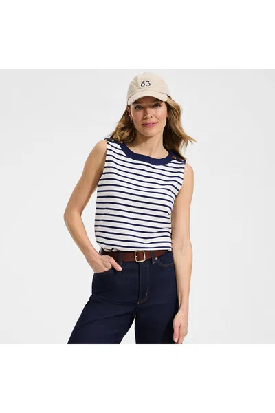 Lands' End Women's Mariner Button Shoulder Tank In White