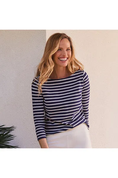 Lands' End Women's Mariner Jersey Boatneck Top In Blue