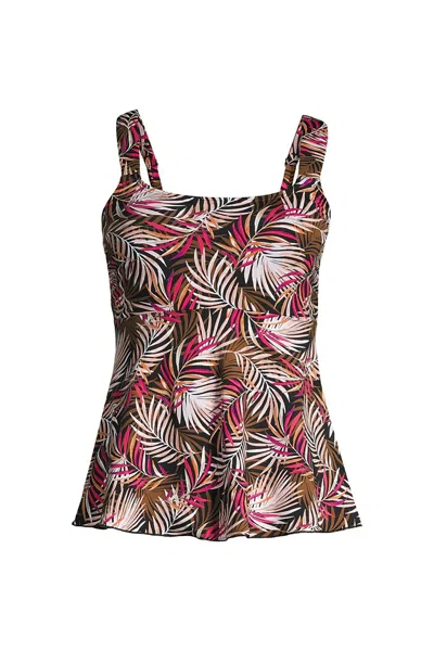 Lands' End Women's Mastectomy Flutter Scoop Neck Tankini Top In Multi