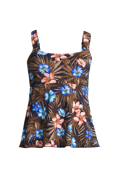 Lands' End Women's Mastectomy Flutter Scoop Neck Tankini Top In Brown